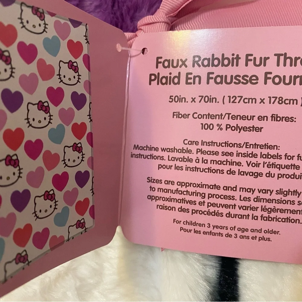 Hello Kitty Valentines Day Faux Rabbit Fur Throw